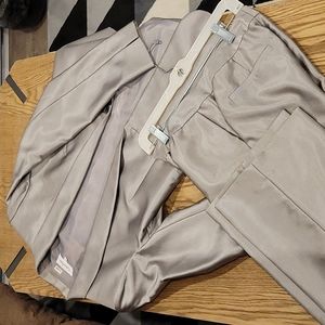 Calvin Klein vintage silver suit woman's size 2 shiny polyester rayon 2 pieces